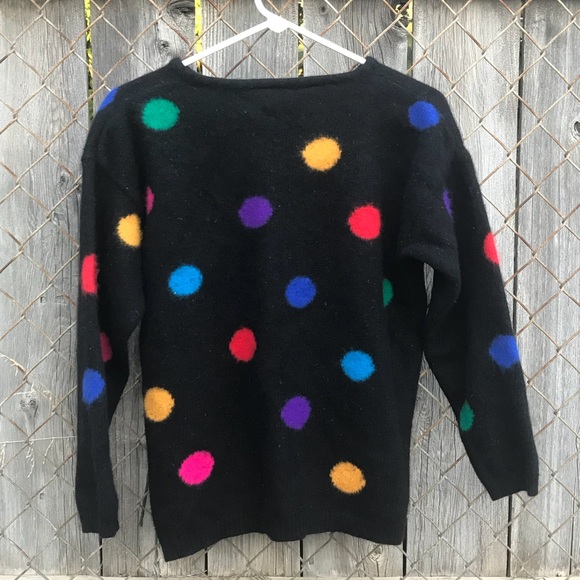 Vintage polka dot rabbit and lambs wool sweater - Picture 2 of 3